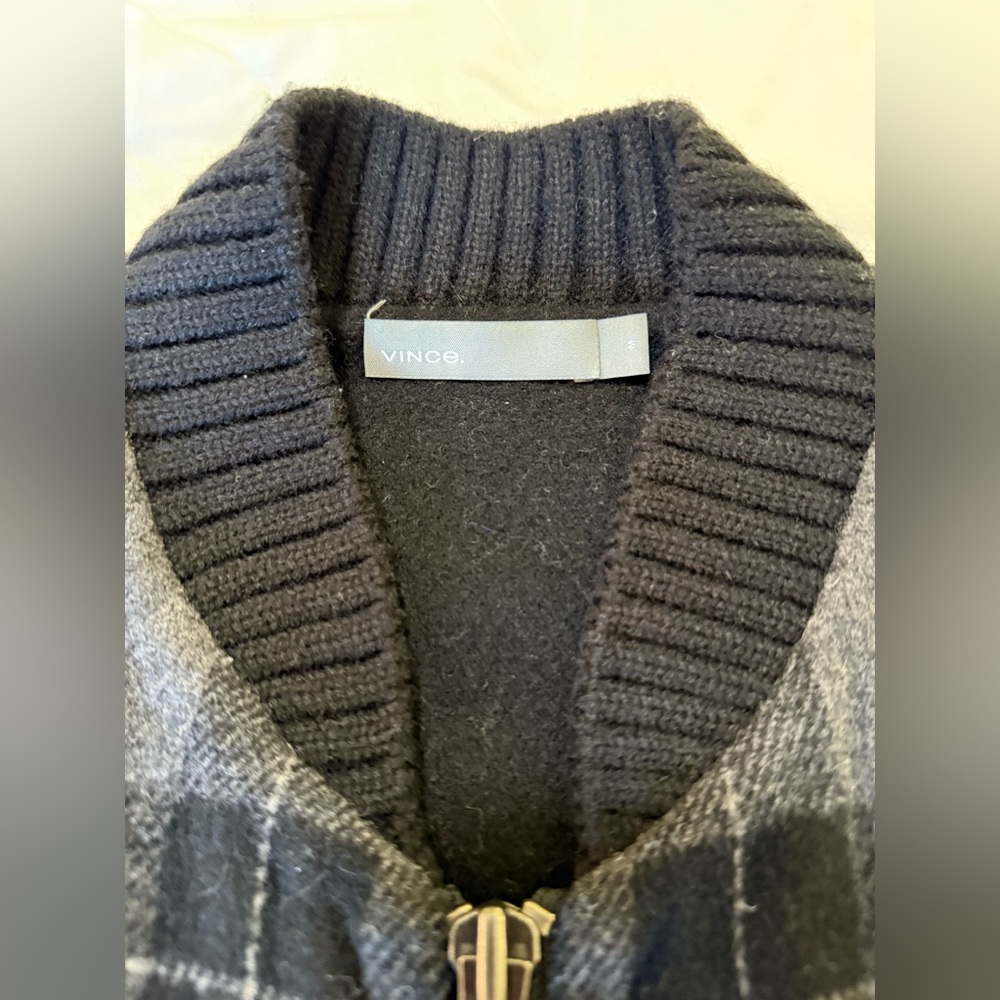 Vince Plaid Bomber Jacket - Black and Gray - Picture 9 of 9